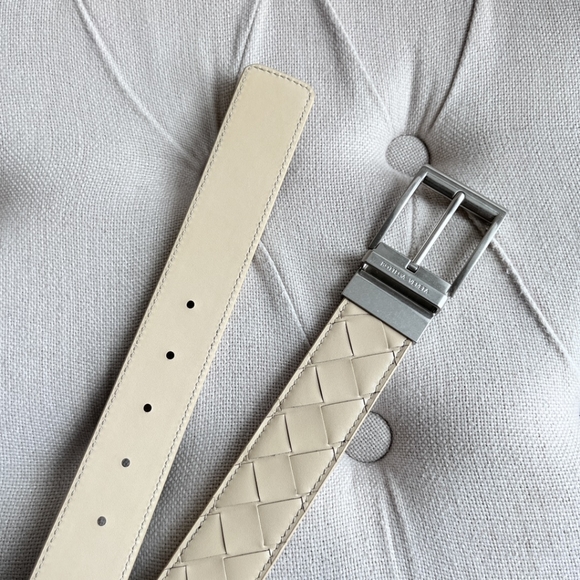 Bottega Veneta men's intreccio large plaid woven belt width 35MM - Picture 4 of 5